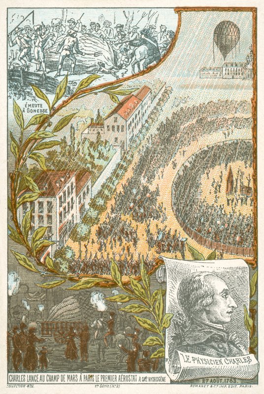 Jacques Charles felbocsátja az első hidrogénballont a Champ de Mars-ról, Párizs, augusztus 27 alkotó: French School
