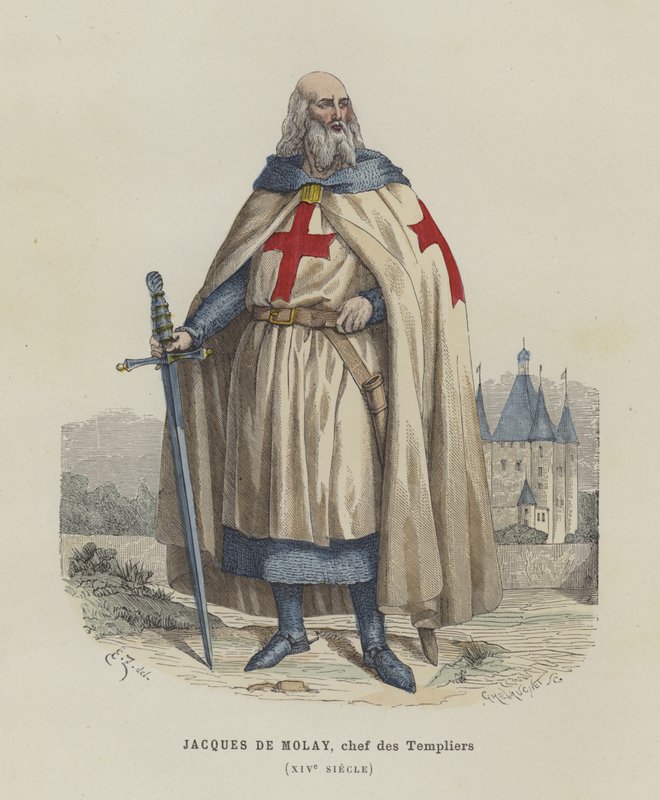 Jacques de Molay, a Templomos Lovagok utolsó nagymestere, 14. század alkotó: French School