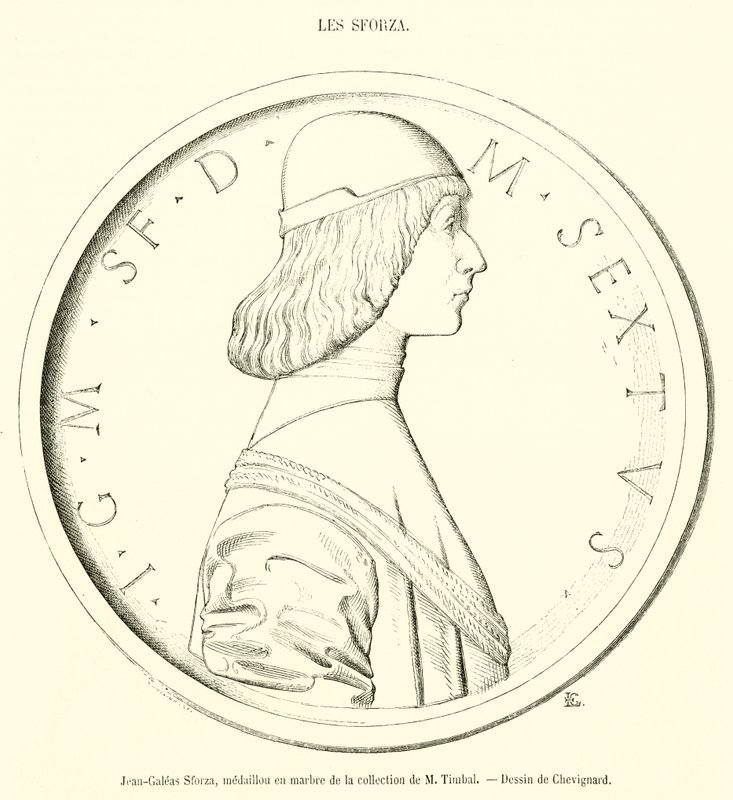 Jean-Galeas Sforza, márványmedál M Timbal gyűjteményéből (metszet) alkotó: French School