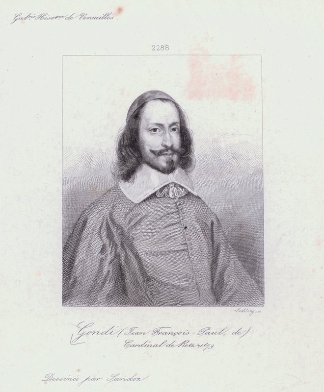 Jean Francois Paul de Gondi, de Retz bíboros, francia pap és agitátor a Fronde-i polgárháborúban (metszet) alkotó: French School