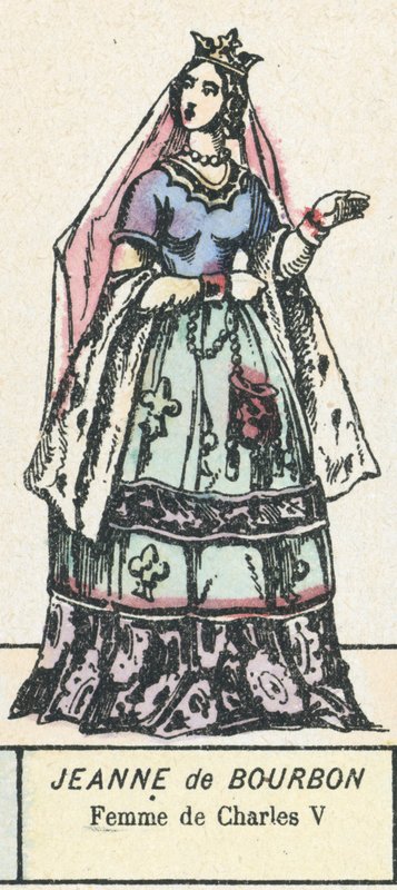 Jeanne de Bourbon, V. Károly felesége (színes metszet) alkotó: French School