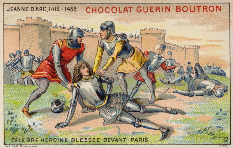 Jeanne of Arc megsebesült Párizs falai előtt (chromolitho) alkotó: French School