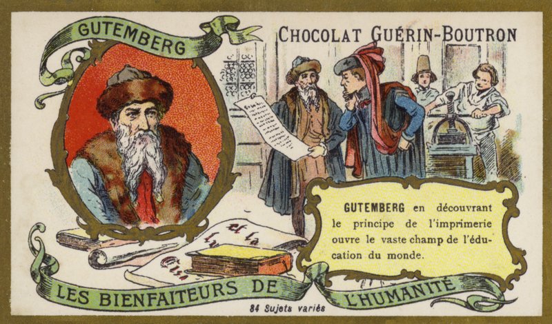 Johannes Gutenberg német metsző, feltaláló és nyomdász (chromolitho) alkotó: French School