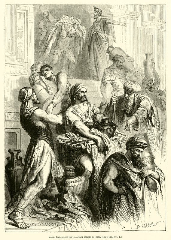 Josias fait enlever les tresors du temple de Baal (metszet) alkotó: French School