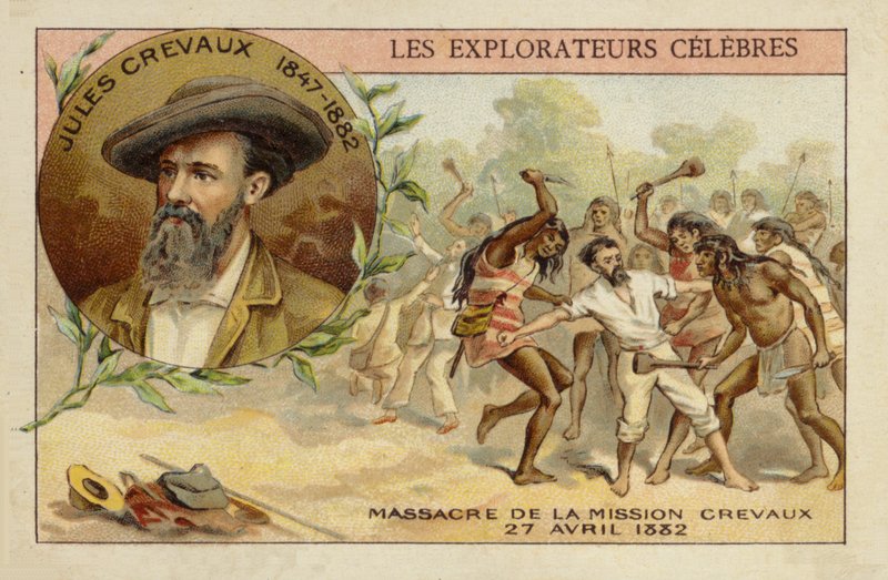 Jules Crevaux (1847-1882) a Rio Pilcomayo partján Argentínában 1882. április 27-én alkotó: French School