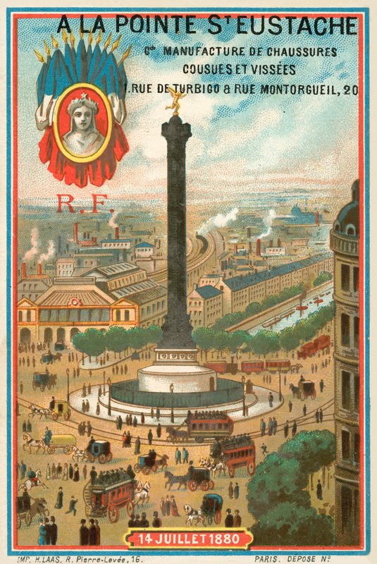 Július az 1830-as francia forradalomra emlékező oszlop, Párizs (chromolitho) alkotó: French School