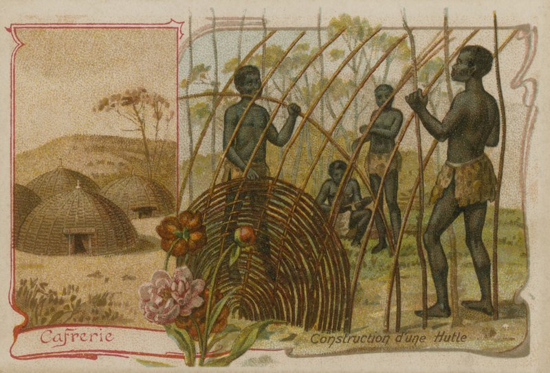 Kaffraria – Kunyhó építése alkotó: French School