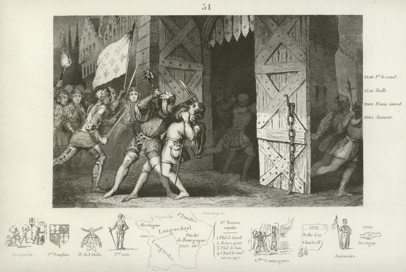 Jean Maillard megölte Etienne Marcelt, a párizsi kereskedők prépostját, Párizs, 1358. július alkotó: French School