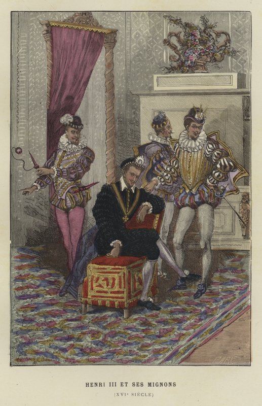 III. Henrik francia király és kedvencei, a les Mignons, 16. század alkotó: French School