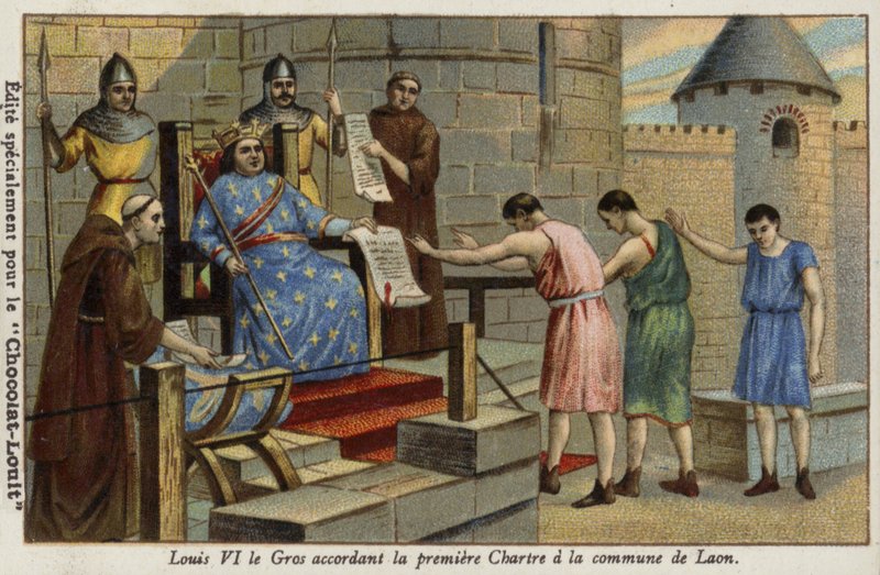 VI. Lajos francia király megadta az első oklevelet Laon városának, 1128-ban alkotó: French School