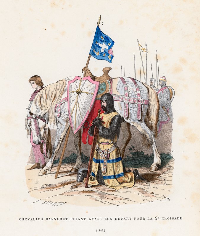A második keresztes hadjáratra való indulás előtt imádkozó lovag, 1146 alkotó: French School