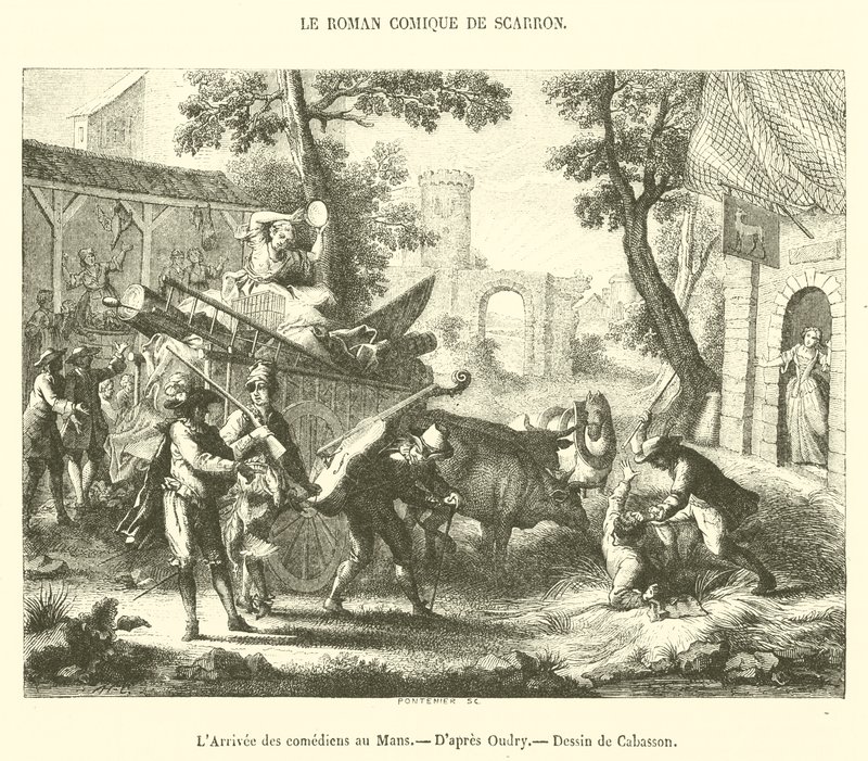 A komikusok érkezése Le Mans-ba (metszet) alkotó: French School