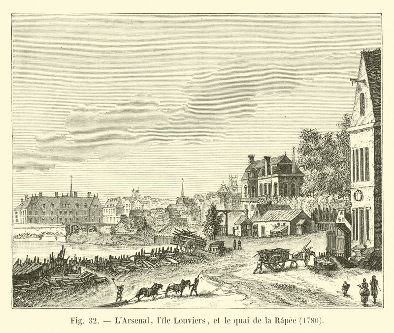 Az Arsenal, a Lille Louviers és a Quai de la Rapee, 1780 alkotó: French School