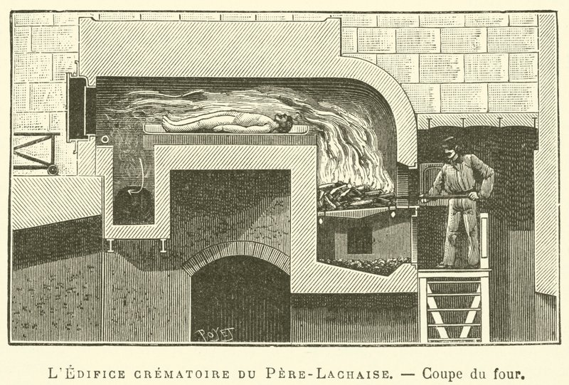 Pere-Lachaise krematórium, kemence részleg (metszet) alkotó: French School