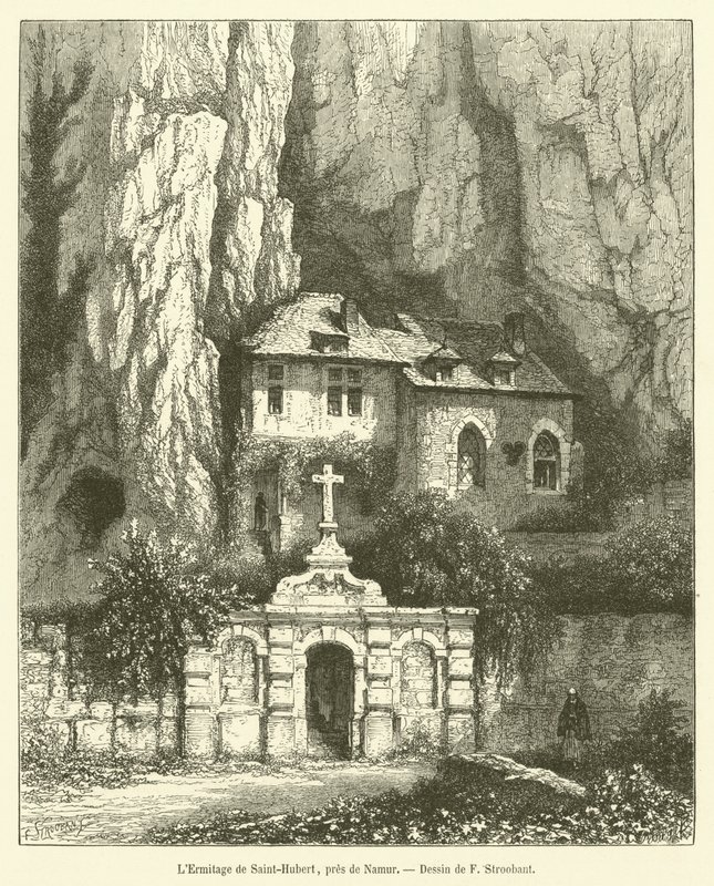 Saint-Hubert remeteség, Namur közelében (metszet) alkotó: French School