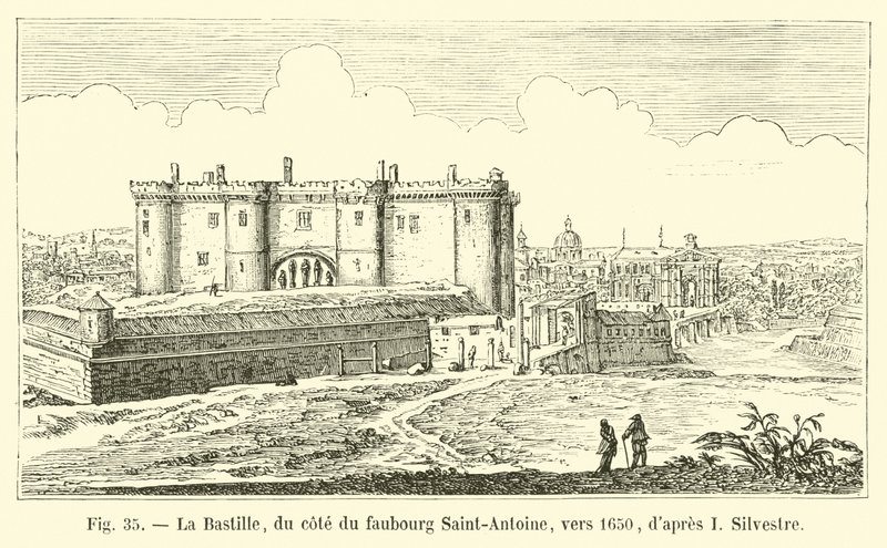 A Bastille a Faubourg Saint-Antoine oldalán, 1650 körül, I. Silvestre után alkotó: French School