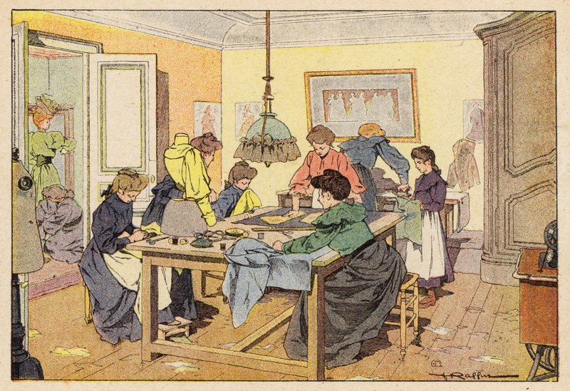 La Couturiere, The Couturier (színes litó) alkotó: French School