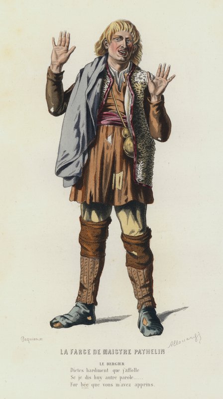 La Farce De Maistre Pathelin (színes metszet) alkotó: French School