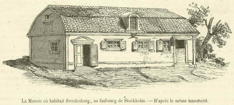 A ház, ahol Swedenborg élt, Stockholm külvárosában (metszet) alkotó: French School