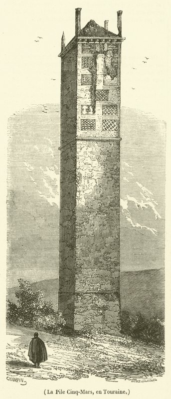 A Cinq-Mars cölöp Touraine-ban (metszet) alkotó: French School