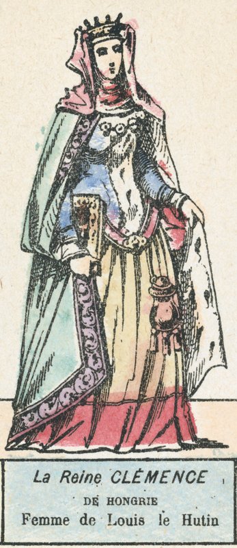 Kelemen magyar királyné, Louis le Hutin felesége (színes metszet) alkotó: French School