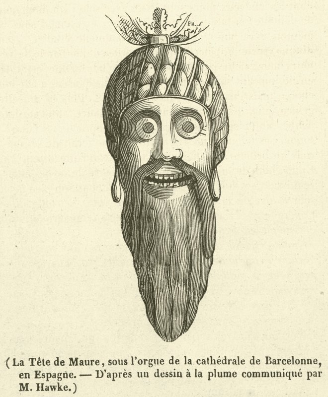 La Tete de Maure, a barcelonai katedrális orgonája alatt, Spanyolországban (metszet) alkotó: French School