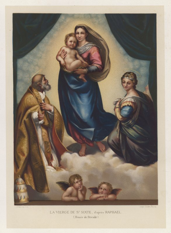 Szent Sixtus Szűza Rafael után, Drezdai Múzeum (chromolitho) alkotó: French School