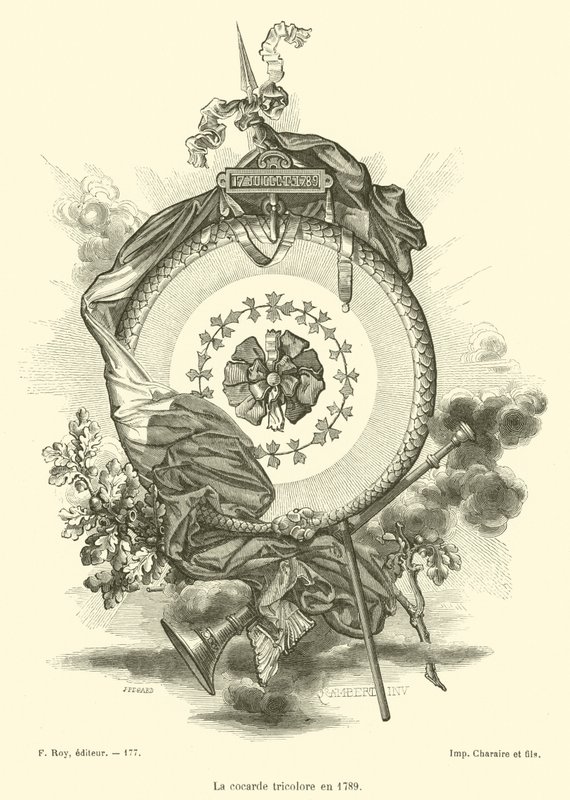 A háromszínű kokárda 1789-ben (metszet) alkotó: French School