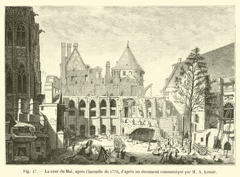 A Cour du Mai, az 1776-os tűzvész után, M A Lenoir által közölt dokumentum szerint alkotó: French School