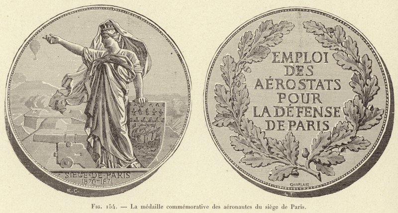Párizs ostromának repülőinek emlékérem (metszet) alkotó: French School