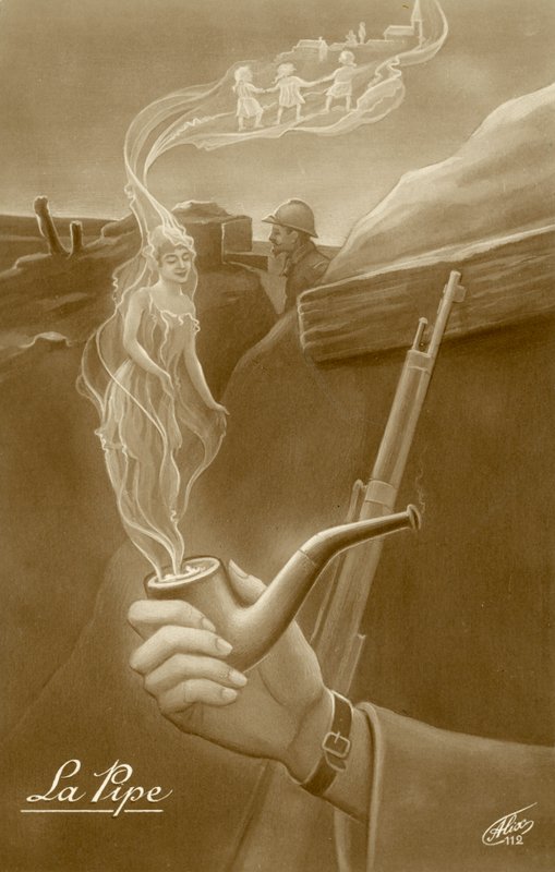 La pipe, francia első világháborús képeslap (litográfia) alkotó: French School