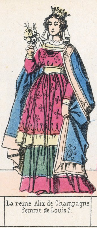 Alix pezsgőkirálynő, Lajos 7 felesége (színes metszet) alkotó: French School