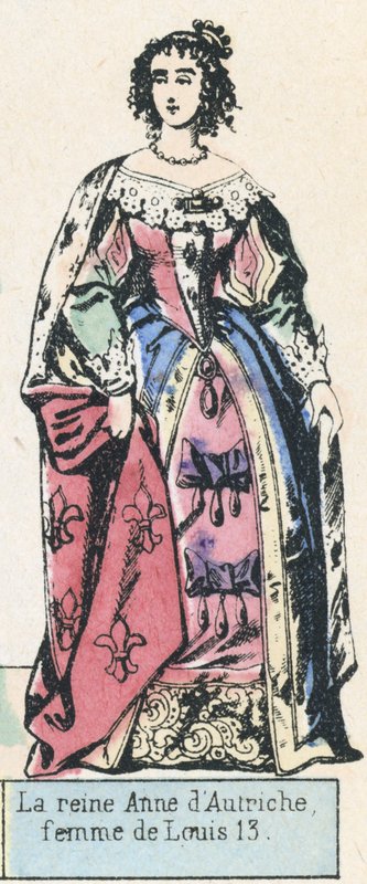 Anna osztrák királynő, Lajos 13 felesége (színes metszet) alkotó: French School