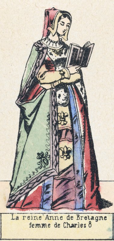 Anna Bretagne-i királynő, Károly 8 felesége (színes metszet) alkotó: French School