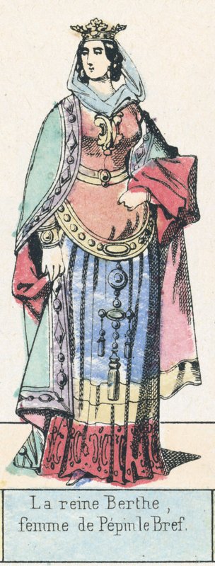 Bertha királynő, Pepin le Bref felesége (színes metszet) alkotó: French School
