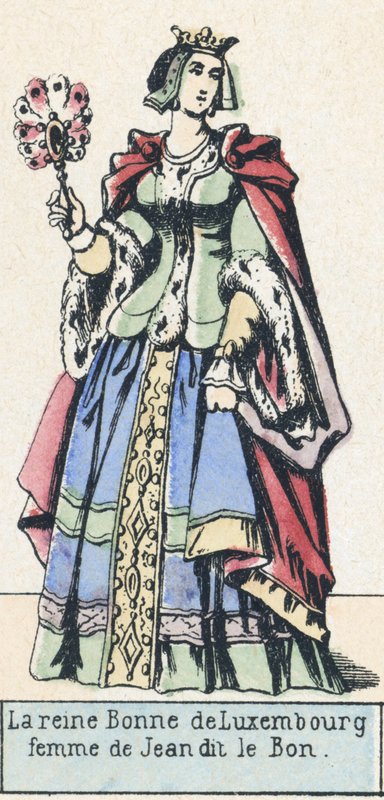 Bonne luxemburgi királynő, Jean dit le Bon felesége (színes metszet) alkotó: French School