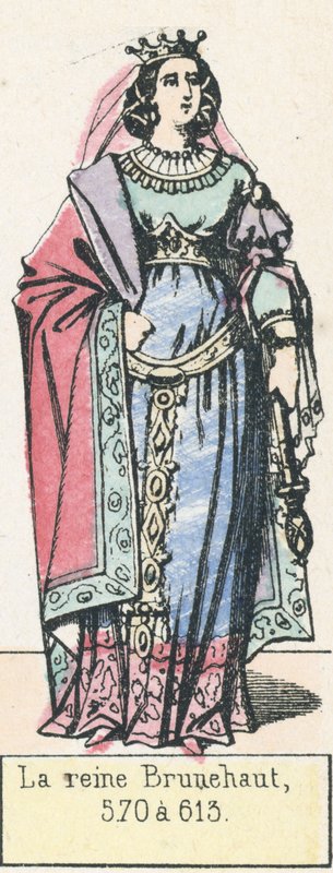 Brunhild királynő, 570-613 (színes metszet) alkotó: French School