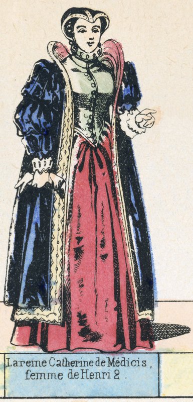 Medici Katalin királynő, 2. Henrik felesége (színes metszet) alkotó: French School