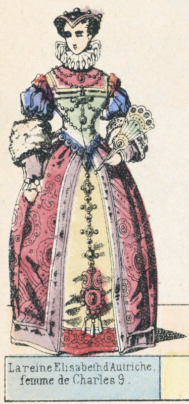 Erzsébet osztrák királynő, 9. Károly felesége (színes metszet) alkotó: French School