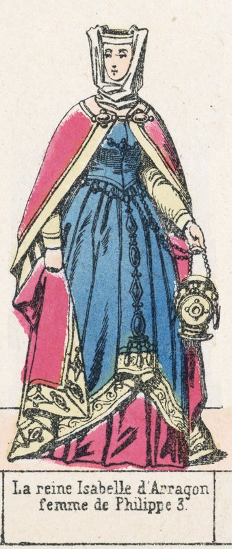 Arragóniai Izabella királynő, Fülöp 3 felesége (színes metszet) alkotó: French School