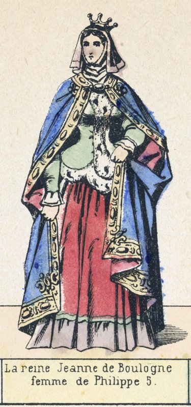 Boulogne-i Joanna királynő, Fülöp 5 felesége (színes metszet) alkotó: French School