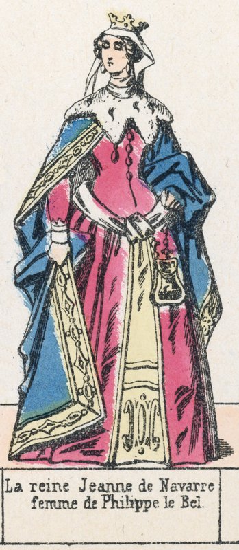 Joanna navarrai királynő, Szép Fülöp felesége (színes metszet) alkotó: French School