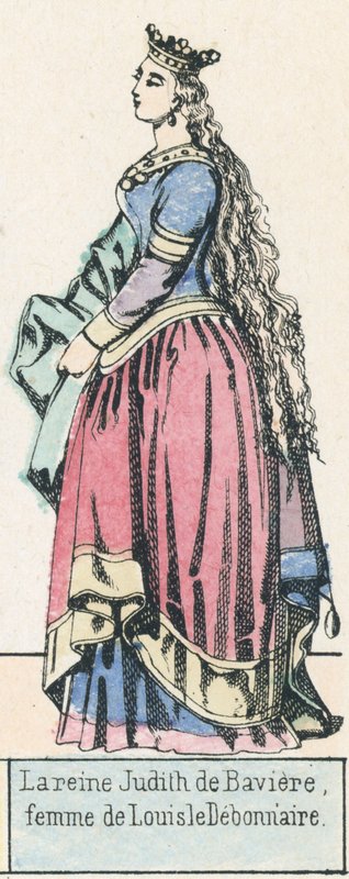 Judit bajor királynő, Louis le Debonnaire felesége (színes metszet) alkotó: French School