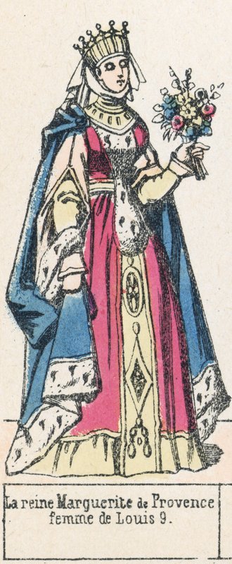 Marguerite Provence-i királynő, Louis 9 felesége (színes metszet) alkotó: French School