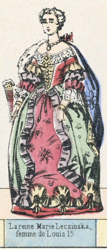 Marie Leczinska királynő, Lajos 15 felesége (színes metszet) alkotó: French School