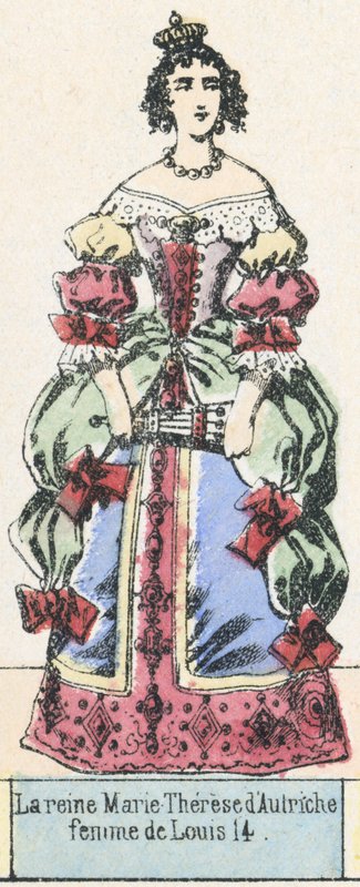 Marie Teréz osztrák királynő, Lajos 14 felesége (színes metszet) alkotó: French School