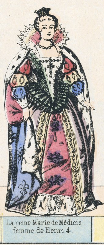 Marie de Medici királynő, Henrik 4 felesége (színes metszet) alkotó: French School