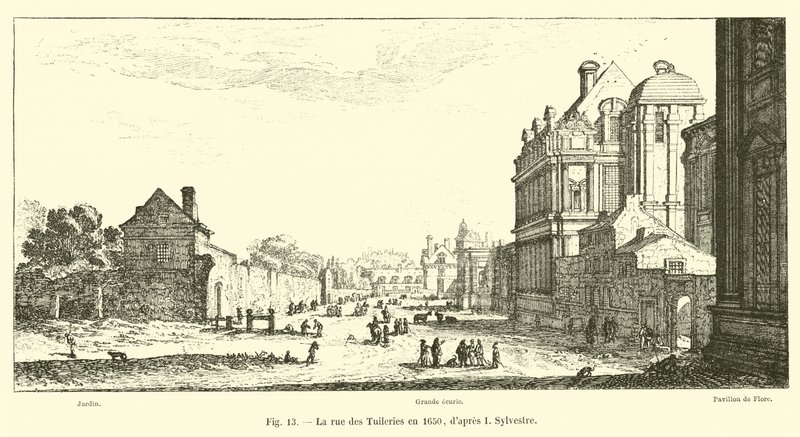 Rue des Tuileries 1650-ben, I. Sylvestre után alkotó: French School