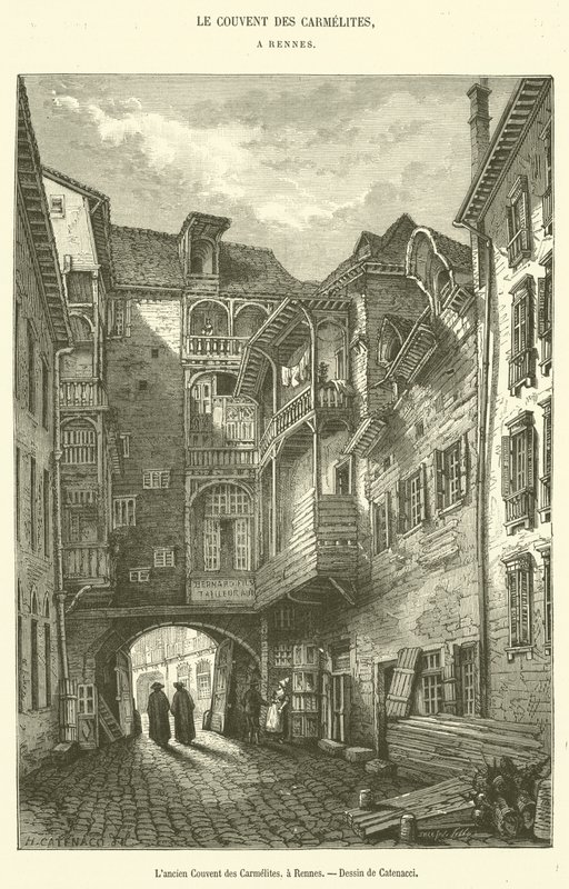 Az egykori karmeliták kolostor Rennes-ben (metszet) alkotó: French School