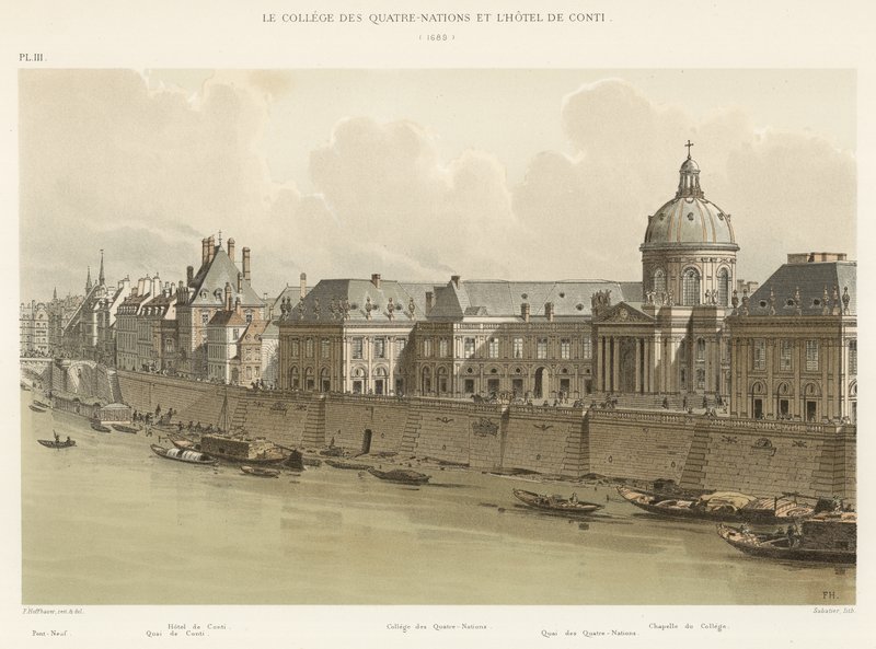 A Négy Nemzet Kollégiuma és a Hotel de Conti, 1689 alkotó: French School